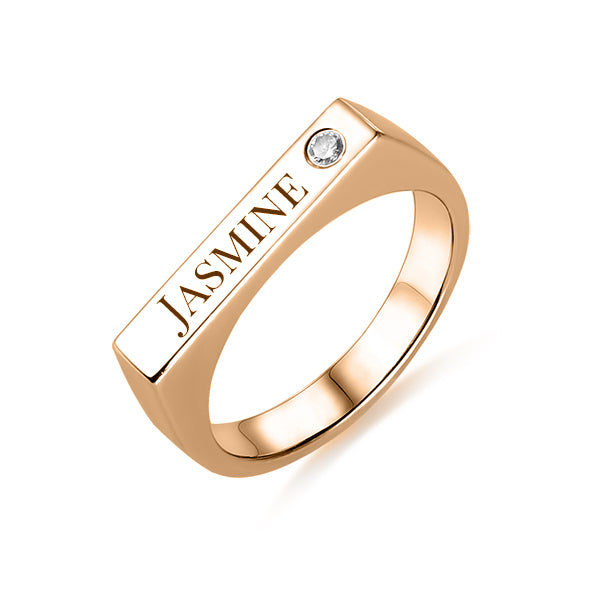 Personalized Bar Ring 18K Gold Titanium Steel Luxury Fashion Custom Na –  KesleyBoutique